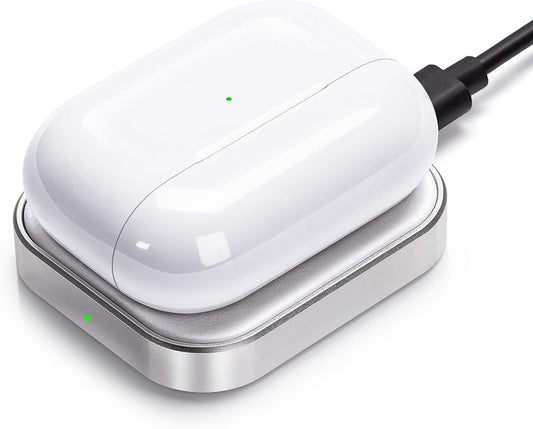 For Airpod Charger, Designed Wireless Charger for Airpods 4(Anc)/3Rd/2Nd Gen, for New Airpod Pro 3 (2025)/ 2Nd Gen, Wireless Earbuds, Slim & Compact for Travel Home Office, (Silver+White)