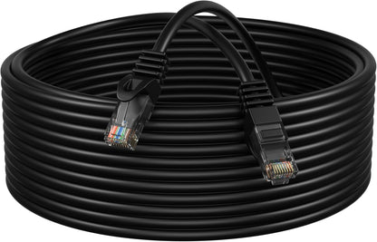 Cat5E 75FT Network Ethernet Patch Cable, 350Mhz Internet Wire, Compatible with PC, Laptop, Modem, Router, Tvs, Printer Cord, Consoles for Home and Office, Black