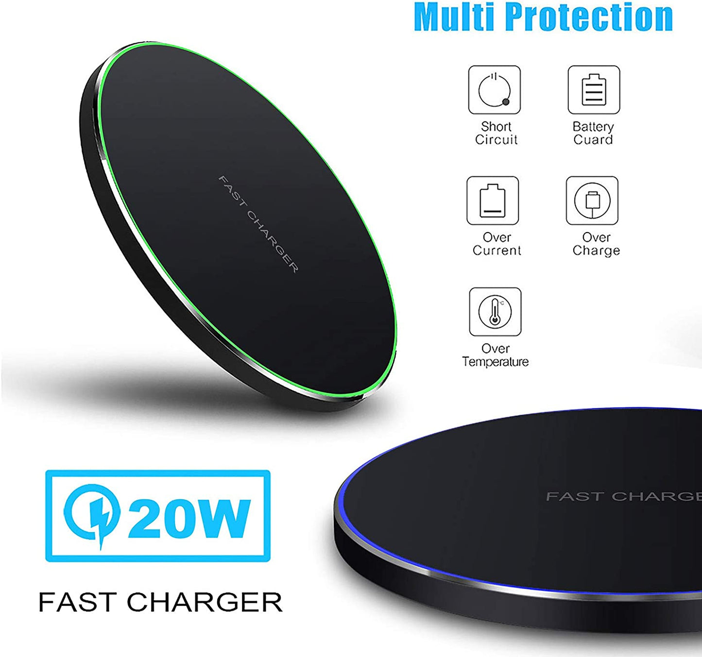 Fast Wireless Charger,20W Max Wireless Charging Pad Compatible with Iphone 17/17 Pro/16/15/14/13/12/Se/Xs Max/Xr,Airpods; Wireless Charge Mat for Samsung Galaxy S25/S24/Note,Pixel/Lg